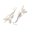 Natural Trochid Shell & Cowrie Shell Dangle Earrings EJEW-JE06081-4