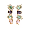 Brass Micro Pave Colorful Cubic Zirconia Stud Earrings for Women EJEW-F418-10G-2