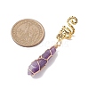 Wire Wrapped Natural Rose Quartz & Green Aventurine & Amethyst & Quartz Crystal & Lapis Lazuli & Alloy Braiding Hair Pendants Decoration Clips OHAR-JH00041-3