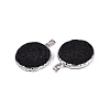 Electroplate Natural Lava Rock Coin Pendants G-Q606-54P-2