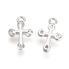 Brass Micro Pave Cubic Zirconia Tiny Cross Charms KK-R015-078P-1