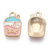 Light Gold Plated Alloy Enamel Pendants X-ENAM-T009-75C-RS-1