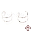 Anti-Tarnish Rhodium Plated 925 Sterling Silver Cuff Earrings EJEW-H124-11P-4