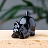 Natural Obsidian Carved Healing Cat Figurines PW-WG27692-02-1