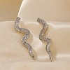 Shiny Brass Clear Cubic Zirconia Snake Stud Earrings AB3395-1-1