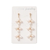 Natural Pearl Flower Long Dangle Stud Earrings EJEW-JE05208-2