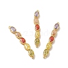 Rack Plating Brass Colorful Cubic Zirconia Connector Charms KK-A177-04G-1