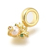 Rack Plating Brass Cubic Zirconia European Dangle Charms with ABS Imitation Pearl KK-Z086-26G-2