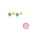 Real 18K Gold Plated 925 Sterling Silver Flower Stud Earrings TL5591-6-1