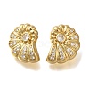 Rack Plating Shell Shape Brass Micro Pave Clear Cubic Zirconia Stud Earrings EJEW-H143-27G-4