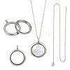 DELORIGIN DIY Blank Dome 304 Stainless Steel Locket Pendant Necklace Making Kit STAS-DR0001-02P-1