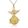 Golden Tone Brass Hollow Round Cage Pendants KK-J238-02G-3