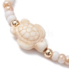 Turtle Synthetic Turquoise & Glass Braided Bead Bracelets BJEW-JB09875-2