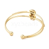 Brass Micro Pave Clear Cubic Zirconia 2-Strand Bear Open Cuff Bangles for Women BJEW-S147-12G-3