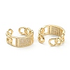 Brass Micro Pave Clear Cubic Zirconia Cuff Rings ZIRC-M117-04G-2