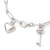 304 Stainless Steel Paperclip Chains Charm Bracelets for Women BJEW-JB11950-02-3