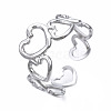 Non-Tarnish 304 Stainless Steel Heart Open Cuff Ring RJEW-T023-57P-3