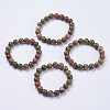 Natural Unakite Beaded Stretch Bracelets BJEW-I253-10mm-04-2