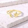 Simple Style S925 Sterling Silver Moon Star Cuff Ring for Women XT9410-3