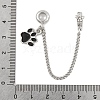 Rack Plating Paw Print Alloy Black Enamel European Safety Chains FIND-C055-05P-01-3