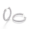 Brass Micro Pave Clear Cubic Zirconia Huggie Hoop Earrings EJEW-EE0004-37P-1