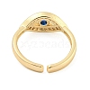 304 Stainless Steel Cubic Zirconia Evil Eye Open Cuff Ring for Women RJEW-S406-04G-03-3