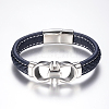 Men's Braided Leather Cord Bracelets X-BJEW-H559-15F-1