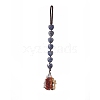 Heart Natural Blue Spot Jasper & Mixed Stone Chips Tassel Pendant Decorations HJEW-JM00948-01-1