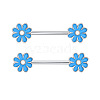 316L Surgical Stainless Steel Enamel Flower Nipple Rings WG12885-01-1