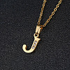 201 Stainless Steel Crystal Rhinestone Initial Pendant Necklaces FS-WG3A711-10-1