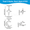 Unicraftale 12Pcs 2 Style 304 Stainless Steel Pendants STAS-UN0042-13-3