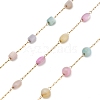 Handmade 304 Stainless Steel Dyed Shell Beads Round Link Chains CHS-B011-03A-G-1