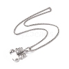 Alloy Scorpion Pendant Necklace with 304 Stainless Steel Box Chains NJEW-C007-02AS-2