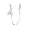Brass Pave Clear Cubic Zirconia European Safety Chains with Charms KK-L236-16C-S-1