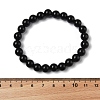 Natural Obsidian Beaded Stretch Bracelets X-BJEW-Q692-12-8mm-2