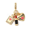 Rack Plating Brass Micro Pave Clear Cubic Zirconia Enamel European Dangle Charms KK-P279-45G-1