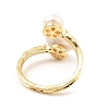 Natural Pearl Teardrop Open Cuff Ring with Clean Cubic Zirconia RJEW-K090-01G-4