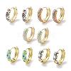 Real 18K Gold Plated Brass Enamel Rhombus Print Hoop Earrings for Women EJEW-L269-114G-1