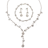 ANATTASOUL 1 Set Crystal Rhinestone Lariat Necklace & Link Chain Bracelet & Dangle Stud Earrings SJEW-AN0001-04-1