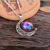 Alloy Glass Moon Syb Pendant Lumachina Chain Necklaces for Women WGDF061-07-1