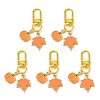 5Pcs Pumpkin & Maple Leaf Alloy Enamel Pendant Decorations HJEW-JM02737-1