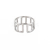 304 Stainless Steel Rectangle Hollow Open Cuff Ring for Women RJEW-S405-161P-2