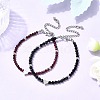 2Pcs Natural Garnet & Synthetic Blue Goldstone Round Beaded Bracelets for Men Women BJEW-JB12336-1