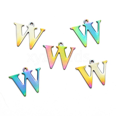 Ion Plating(IP) 304 Stainless Steel Alphabet Charms STAS-H122-W-M-1
