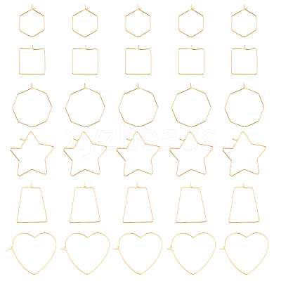 36Pcs 6 Style Brass Hoop Earring Findings KK-FH0005-44-1
