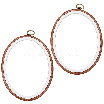 PP & PVC Plastic Imitation Wood Cross Stitch Embroidery Hoops DIY-WH20055-058B-02-1