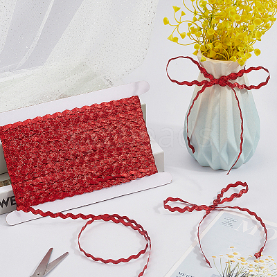 3 Rolls Polyester Wavy Fringe Trim Ribbon OCOR-GF0004-46D-1
