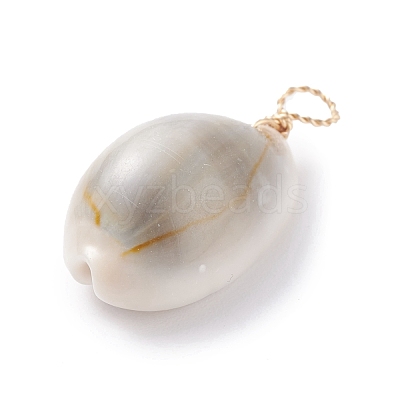 Natural Cowrie Shell Dyed Pendants PALLOY-JF01206-1