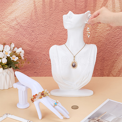 1Pc Woman Bust Shaped Resin Necklace Display Stands NDIS-UN0001-01A-1
