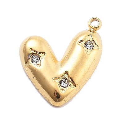 304 Stainless Steel Rhinestone Pendants STAS-R155-035G-G-1